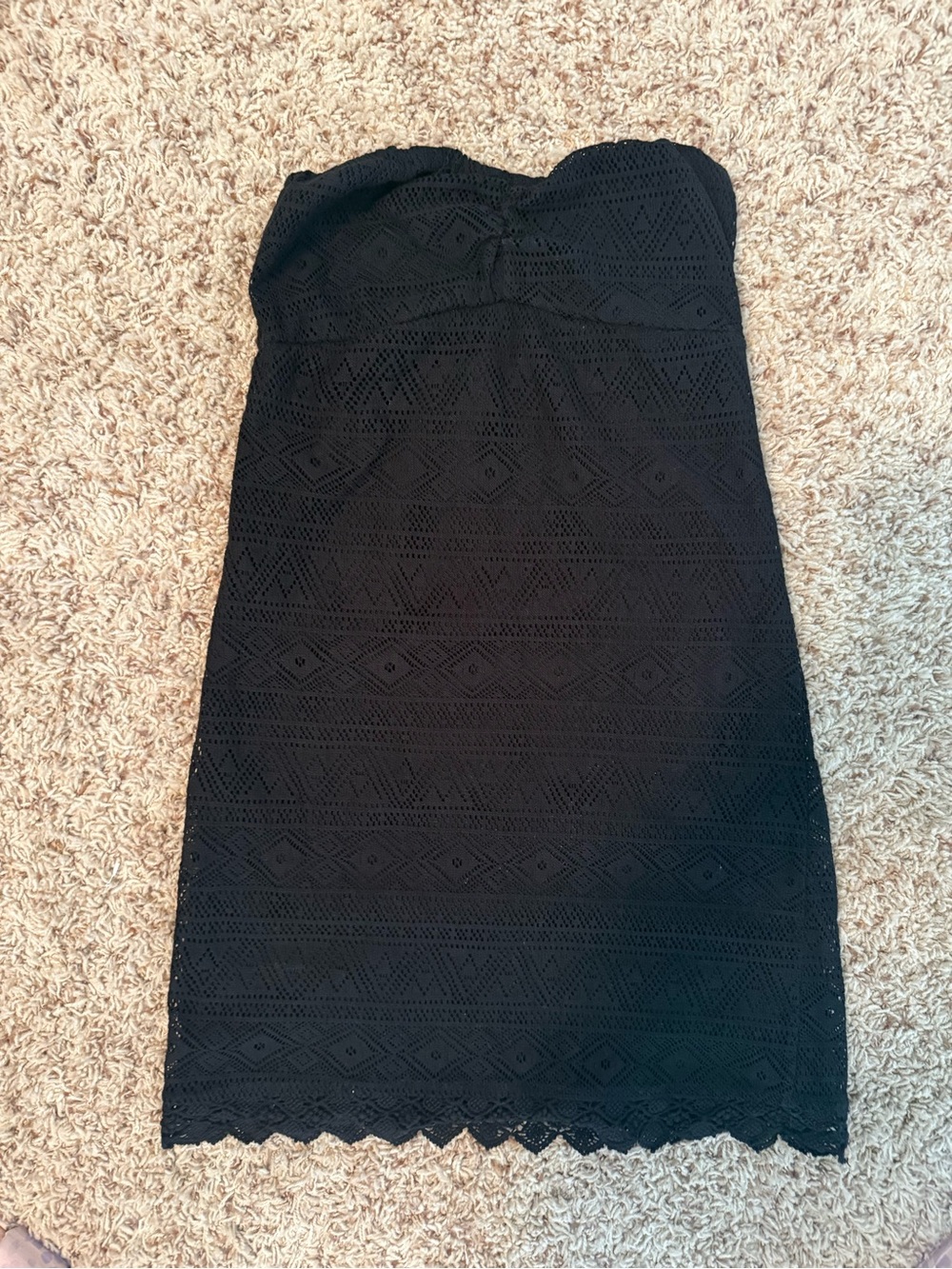 Ocean Drive Strapless Black Lace Mini Dress